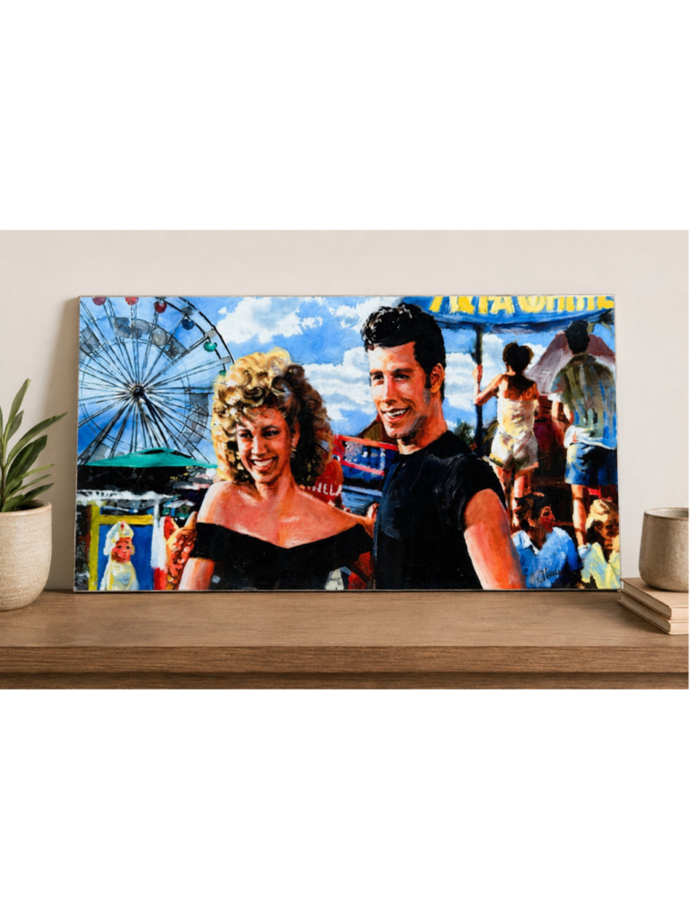 Hand Painted “Grease” Inspired Canvas Carnival Scene | Time Art Summer